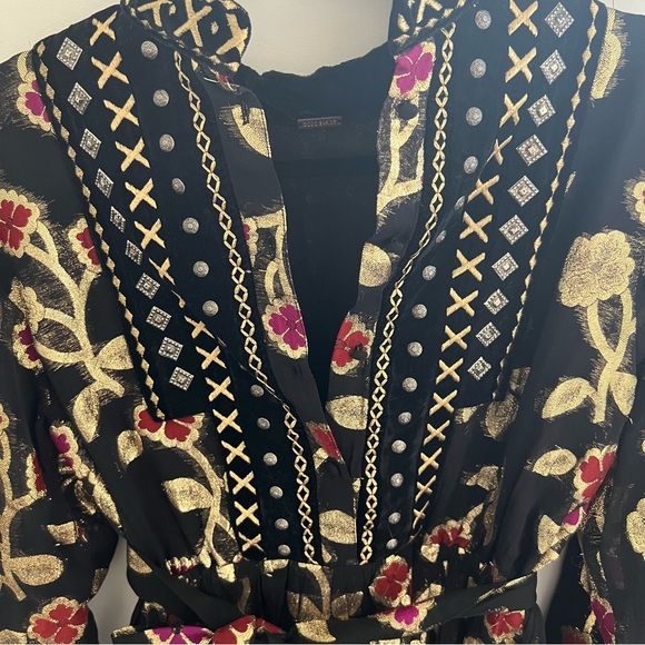 New! Dodo Bar Or Loren Black & Gold Mini Dress - Picture 3 of 11